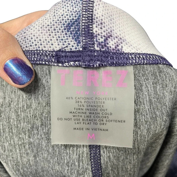 Terez x Peloton Navy Blue Tie Dye Leggings Green Logo Size Medium - Picture 8 of 8